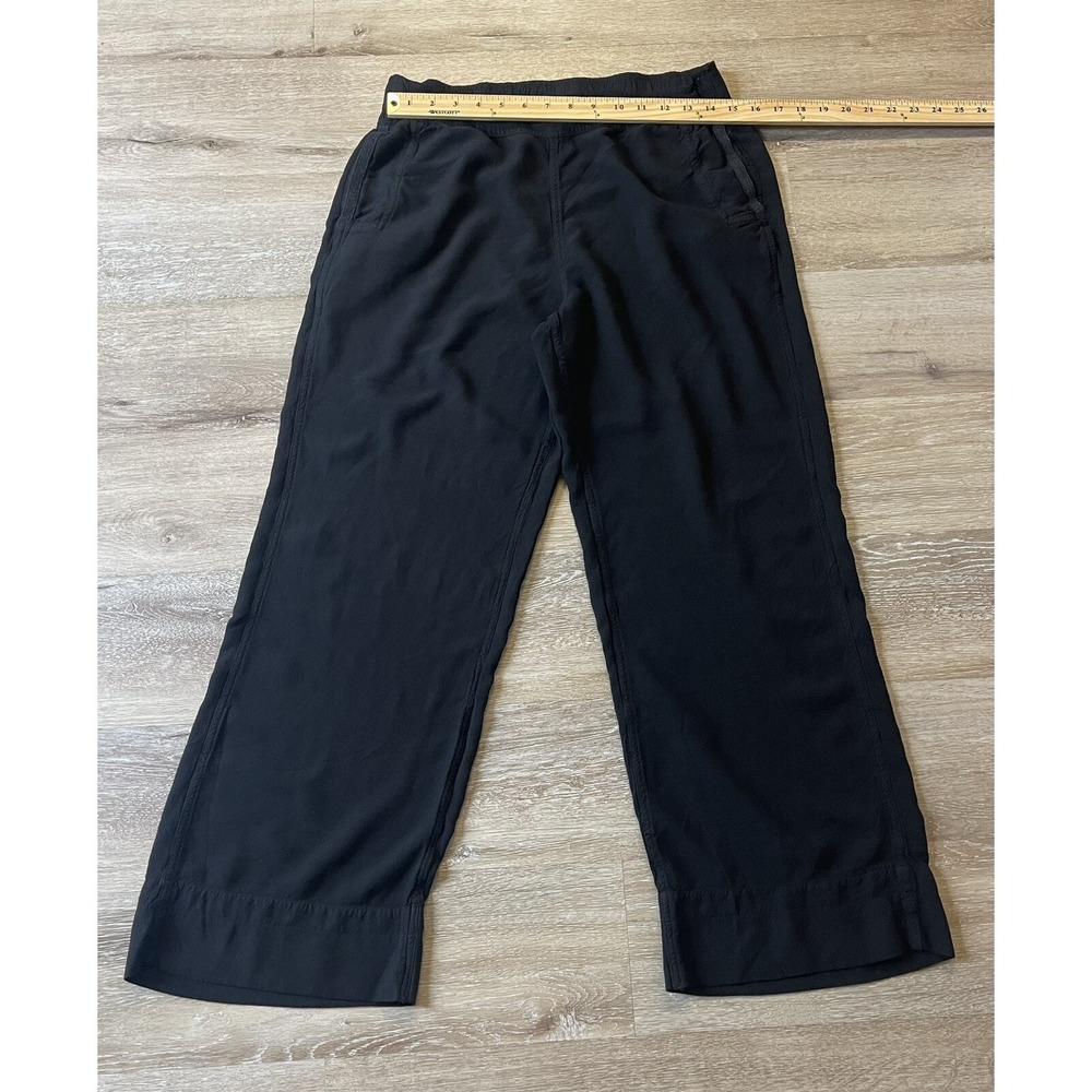 Soft Surroundings Large Black Pull-on Flowy Pant Flat Front Lace Trim Pocket - Picture 2 of 9